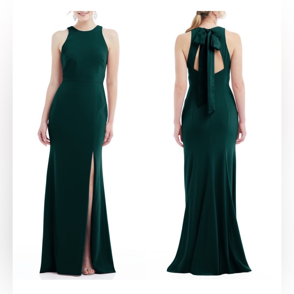 New Dessy Collection Evergreen Open Back Maxi Tie Back Dress Size 4 - Picture 1 of 5